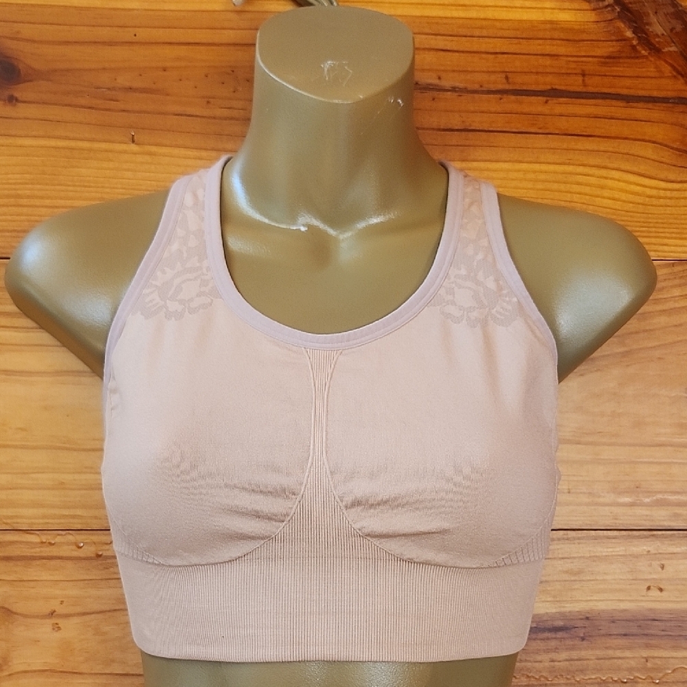 Soma Sport Seamless Key Hole Racerback Light Pink Taupe Bra M